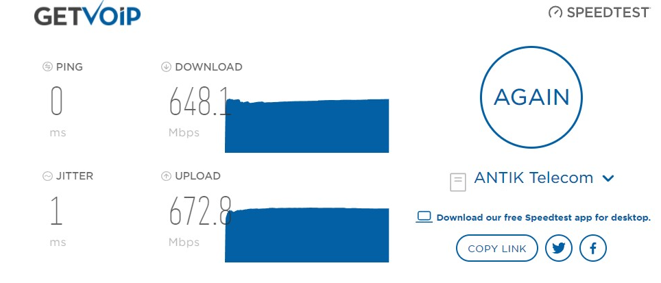 Download and upload speed