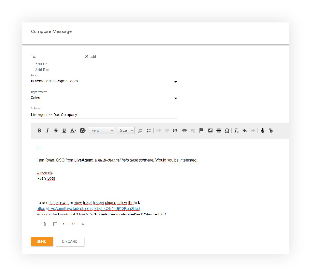 compose-message LiveAgent's compose message